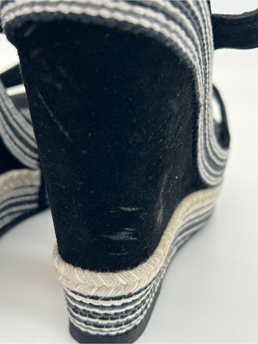 Stuart Weitzman Black Suede Espadrille Platform Wedge Sandals size 7.5 - Picture 5 of 10